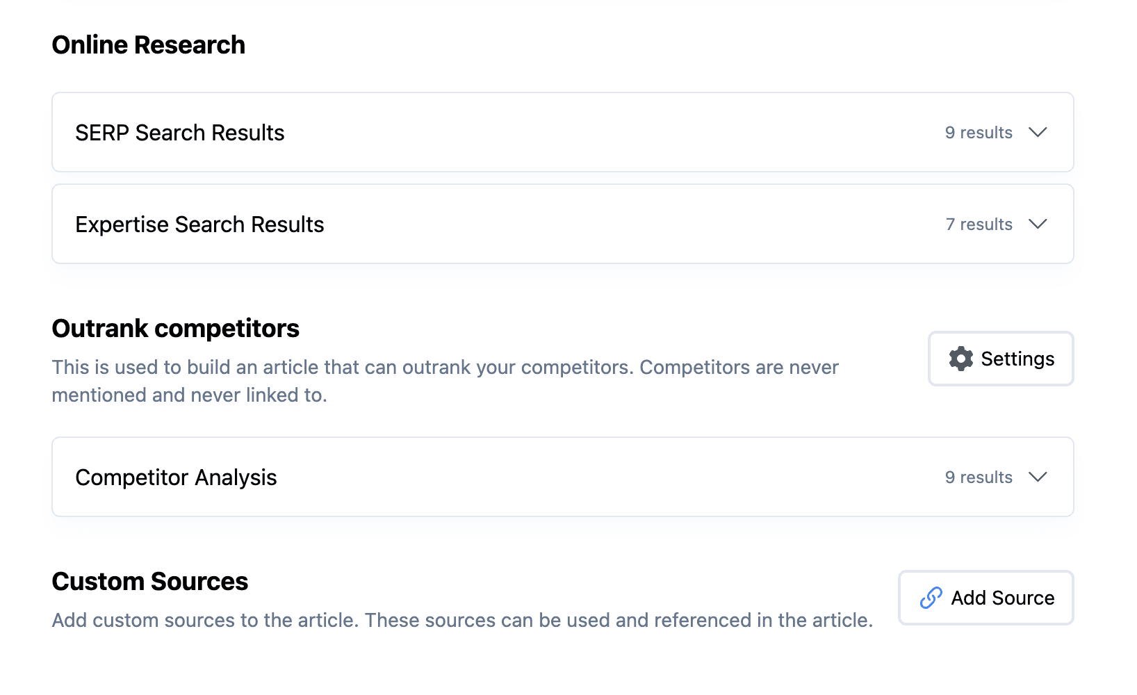 SERP and competitor research used during article planning
